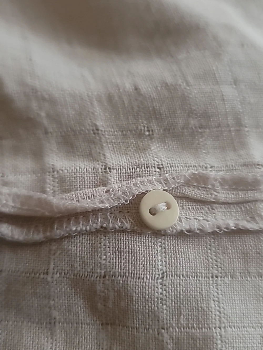 Eileen Fisher Cream Button-Front Irish Linen Lagenlook Top L - Picture 8 of 11